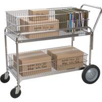 Wire Mesh Office Mail Cart, 250 lbs. Capacity, Chrome, 23" D x 42" L x 38" H, Chrome Plated OSI Industrial Sales