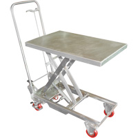Manual Hydraulic Scissor Lift Table, 27-1/2" L x 17-3/4" W, Stainless Steel, 200 lbs. Capacity OSI Industrial Sales
