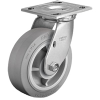 Plate Caster, Swivel, 4" (101.6 mm), Rubber, 225 lbs. (102 kg.) OSI Industrial Sales