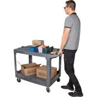 Flat-Shelf Utility Service Cart, 2 Tiers, 25-1/4" x 32-1/4" x 44", 550 lbs. Capacity OSI Industrial Sales