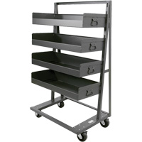 Single-Sided Heavy Duty A-Frame Cart with 4 Large Lipped Trays, 38" x 25" x 63", 2500 lbs. Capacity OSI Industrial Sales