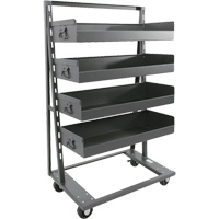Single-Sided Heavy Duty A-Frame Cart with 4 Large Lipped Trays, 38" x 25" x 63", 2500 lbs. Capacity OSI Industrial Sales