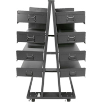 Double-Sided Heavy Duty A-Frame Cart with 8 Large Trays, 38" x 30" x 63", 2500 lbs. Capacity OSI Industrial Sales