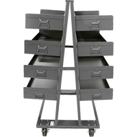 Double-Sided Heavy Duty A-Frame Cart with 8 Large Lipped Trays, 38" x 30" x 63", 2500 lbs. Capacity OSI Industrial Sales