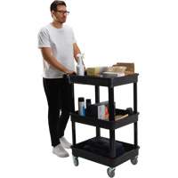 Chariot utilitaire avec tablette &agrave; bordure profonde, 3 tiers, 19" x 39-1/2" x 28-1/4", Capacit&eacute; 330 lb OSI Industrial Sales