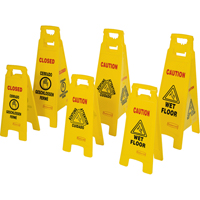 Wet Floor Safety Signs, Quadrilingual with Pictogram OSI Industrial Sales
