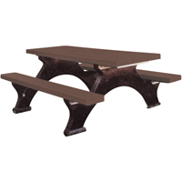 Recycled Plastic Picnic Tables, 6' L x 62-1/4" W, Brown OSI Industrial Sales