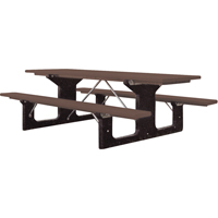 Recycled Plastic Picnic Tables, 6' L x 61-1/2" W, Brown OSI Industrial Sales