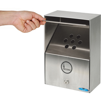 Smoking Receptacles, Wall-Mount, Stainless Steel, 3.3 Litres Capacity, 13-1/2" Height OSI Industrial Sales