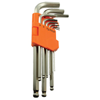 Ball End Hex Key Set, 9 Pcs., Metric OSI Industrial Sales