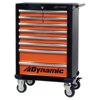 Roller Tool Cabinet, 10 Drawers, 28" W x 18" D x 43-1/4" H, Black/Orange OSI Industrial Sales