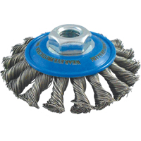 Knotted Wire Wheel Saucer Brushes, 4" Dia., 0.02" Fill, 5/8"-11 Arbor, Stainless Steel OSI Industrial Sales