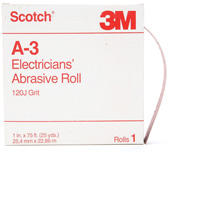 Rouleau abrasif pour &eacute;lectricien A-3 Scotch, Oxyde d'aluminium, 1" la x 75' lo, Grain 120 OSI Industrial Sales