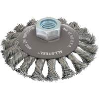 Brosse m&eacute;tallique AllSteel, Dia. 4", Fils 0,02", Arbre 5/8"-11, Acier OSI Industrial Sales