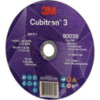 Meule &agrave; tronçonner Cubitron 3, 7" x 0,09", Arbre de 7/8", Type T27, C&eacute;ramique, 8500 Tr/min OSI Industrial Sales