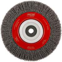 Crimped Bench Wheel, 6" Dia., 0.014" Fill, 1/2"-2 Arbor OSI Industrial Sales