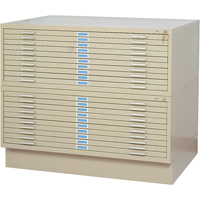 Steel Plan Files, 10 Drawers, 46-3/8" W x 35-3/8" D x 16-1/2" H OSI Industrial Sales