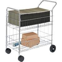 Wire Mail Cart, 200 lbs. Capacity, Chrome, 19" D x 30" L x 39-1/4" H, Chrome Plated OSI Industrial Sales