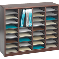 E-Z Stor&reg; Literature Organizer, Stationary, 36 Slots, Wood, 40" W x 3/4" D x 32-1/2" H OSI Industrial Sales