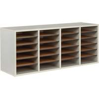 Adjustable Compartment Literature Organizer, Stationary, 24 Slots, Wood, 39-1/4" W x 11-3/4" D x 16-1/4" H OSI Industrial Sales