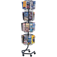 Literature Display Racks - Rotary Floor Displays, Rotating, 32 Slots, Wire Mesh, 15" W x 15" D x 60" H OSI Industrial Sales