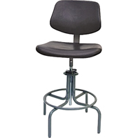 600 Series Rectangular Stool with Back , Mobile, Adjustable, 25" - 31", Polyurethane Seat, Black OSI Industrial Sales