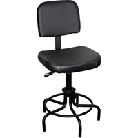 6000 Series Stool with Back, Stationary, Adjustable, 26" - 31", Vinyl Seat, Black OSI Industrial Sales