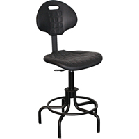 6000 Series Stool with Back, Stationary, Adjustable, 24" - 29", Polyurethane Seat, Black OSI Industrial Sales