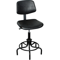 6000 Series Stool with Back, Stationary, Adjustable, 25" - 30", Polyurethane Seat, Black OSI Industrial Sales