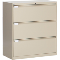 Lateral Filing Cabinet, Steel, 3 Drawers, 36" W x 18" D x 40-1/16" H, Beige OSI Industrial Sales