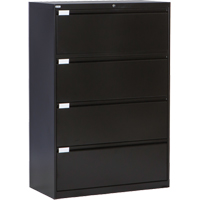 Lateral Filing Cabinet, Steel, 4 Drawers, 36" W x 18" D x 53-3/8" H, Black OSI Industrial Sales