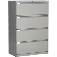 Lateral Filing Cabinet, Steel, 4 Drawers, 36" W x 18" D x 53-3/8" H, Grey OSI Industrial Sales