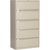 Lateral Filing Cabinet, Steel, 5 Drawers, 36" W x 18" D x 65-1/2" H, Beige OSI Industrial Sales
