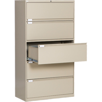 Lateral Filing Cabinet, Steel, 5 Drawers, 36" W x 18" D x 65-1/2" H, Beige OSI Industrial Sales
