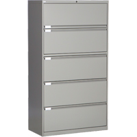 Lateral Filing Cabinet, Steel, 5 Drawers, 36" W x 18" D x 65-1/2" H, Grey OSI Industrial Sales