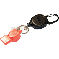 Self Retracting ID Badge and Key Reel with Whistle, Zinc Alloy Metal, 24" Cable, Carabiner Attachment OSI Industrial Sales