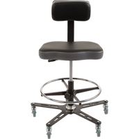 Chaise ergonomique industrielle TF160, Mobile, Ajustable, 20-1/2" - 28-1/2", Vinyle Si&egrave;ge, Noir/gris OSI Industrial Sales
