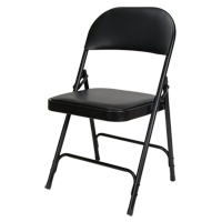 Vinyl Padded Folding Chair, Steel, Black, 300 lbs. Weight Capacity OSI Industrial Sales