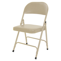 Vinyl Padded Folding Chair, Steel, Beige, 300 lbs. Weight Capacity OSI Industrial Sales