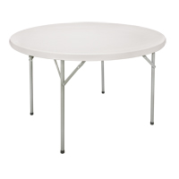 Folding Table, Round, 48" L x 48" W, Polyethylene, White OSI Industrial Sales