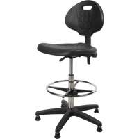 Heavy-Duty Ergonomic Stool, Stationary, Adjustable, 39” - 48”, Polyurethane Seat, Black OSI Industrial Sales