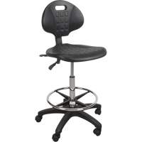 Heavy-Duty Ergonomic Stool, Mobile, Adjustable, 39" - 48", Polyurethane Seat, Black OSI Industrial Sales