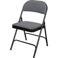 Chaise pliante de luxe en tissu rembourr&eacute;e, Acier, Gris, Capacit&eacute; 300 lb OSI Industrial Sales
