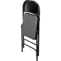 Chaise pliante de luxe en tissu rembourr&eacute;e, Acier, Gris, Capacit&eacute; 300 lb OSI Industrial Sales