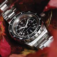 Grey Maple Large Diver's Automatic Watch with Stainless Steel Bracelet, Digital, Battery Operated, 41 mm, Silver OSI Industrial Sales