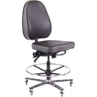 TF180 Ergonomic Industrial Chair, Mobile, Adjustable, Vinyl Seat, Black OSI Industrial Sales