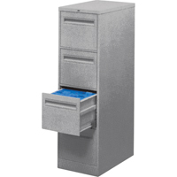 Vertical Filing Cabinet with Recessed Drawer Handles, 3 Drawers, 18.15" W x 26.56" D x 40" H, Grey OSI Industrial Sales