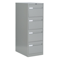 Vertical Filing Cabinet with Recessed Drawer Handles, 4 Drawers, 18.15" W x 26.56" D x 52" H, Grey OSI Industrial Sales