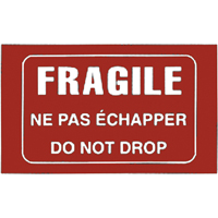 &eacute;tiquettes pour traitement sp&eacute;cial bilingues Fragile, 5" lo x 3" la, Blanc/rouge OSI Industrial Sales