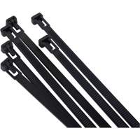Re-Usable Cable Tie, 8" Long, 50 lbs. Tensile Strength, Black OSI Industrial Sales